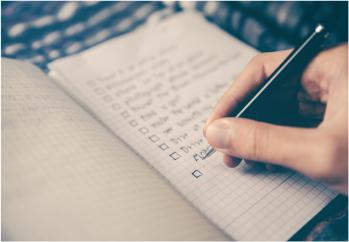 A task list is written into a personal journal